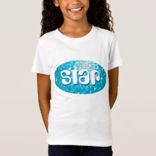 Disco Tiles Blue "star girls babydoll white T-Shirt