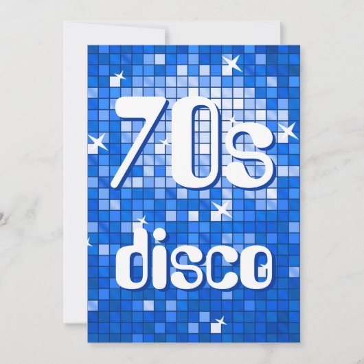 Disco Tiles Dark Blue 70er Disco Einladung (Vorderseite)