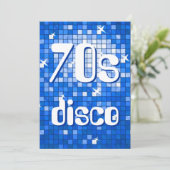 Disco Tiles Dark Blue 70er Disco Einladung (Stehend Vorderseite)