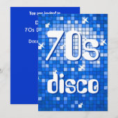 Disco Tiles Dark Blue 70er Disco Einladung (Vorne/Hinten)