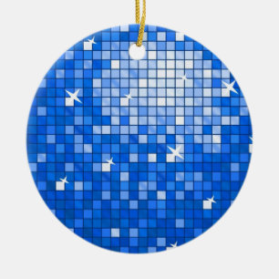 Disco Tiles Dark Blue Ornament rund