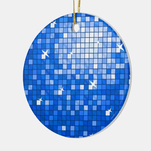 Disco Tiles Dark Blue Ornament rund (Links)