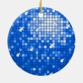Disco Tiles Dark Blue Ornament rund (Hinten)