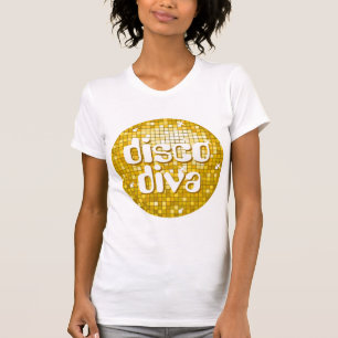 Disco Tiles "Gold" Disco Diva Ladys Petition Weiß T-Shirt