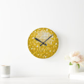 Disco Tiles "Gold" print wall clock Runde Wanduhr (Zuhause)