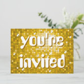 Disco Tiles "Gold" "Sie sind eingeladen" Amelia Te Einladung (Stehend Vorderseite)