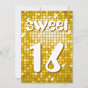 Disco Tiles "Gold" Sweet 16 Einladung Amelia Text