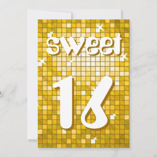 Disco Tiles "Gold" Sweet 16 Einladung Amelia Text