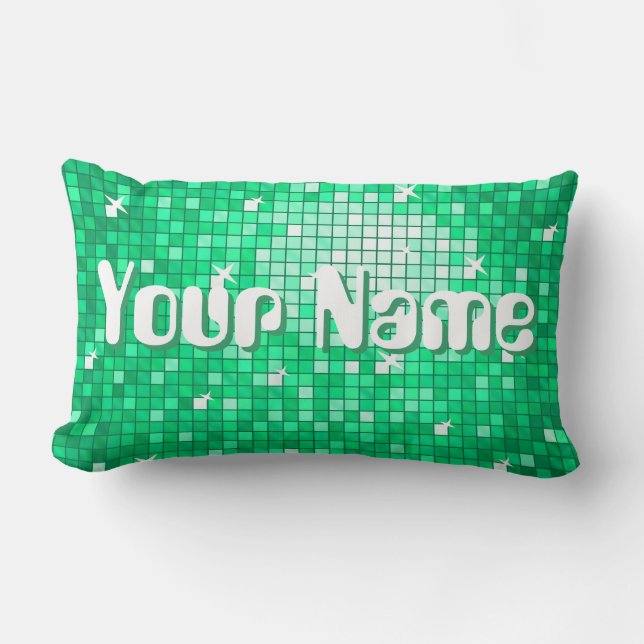 Disco Tiles Green 'Name' werfen Kissen lumbar (Vorderseite)