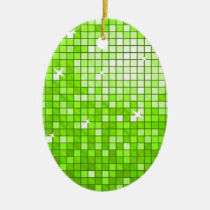 Disco Tiles Green Ornament Oval