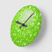 Disco Tiles Green Print Wanduhr (Winkel)