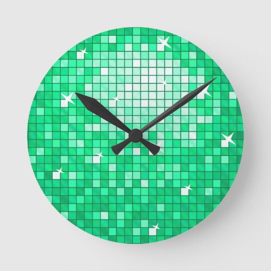Disco Tiles Jade wall clock Runde Wanduhr (Vorderseite)