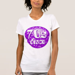 Disco Tiles Lila "70er Disco" Damen kleine Weiß T-Shirt