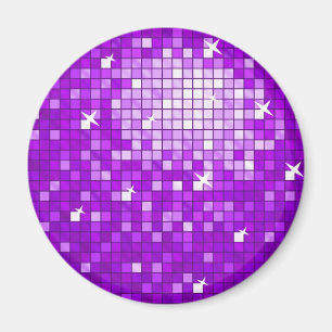 Disco Tiles Lila Kühlschrankmagnet rund