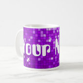 Disco Tiles Lila Tasse "Dein Name" (Vorderseite Links)