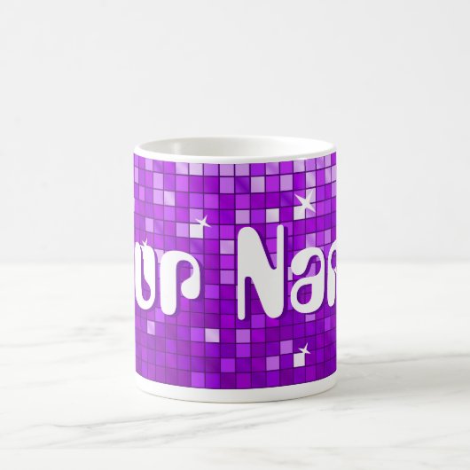 Disco Tiles Lila Tasse "Dein Name" (Mittel)