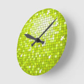 Disco Tiles Lime wall clock Runde Wanduhr (Winkel)