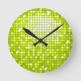 Disco Tiles Lime wall clock Runde Wanduhr