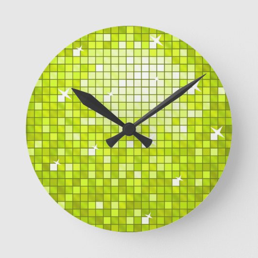 Disco Tiles Lime wall clock Runde Wanduhr (Vorderseite)