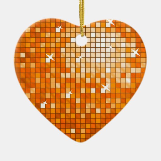 Disco Tiles Orange Ornament heart (Vorne)