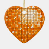Disco Tiles Orange Ornament heart (Hinten)