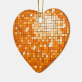 Disco Tiles Orange Ornament heart (Links)