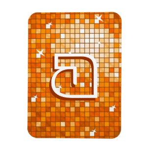 Disco Tiles Orange Premium Monogram Magnet
