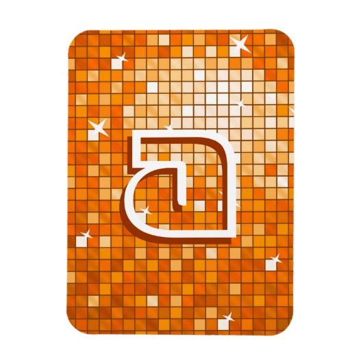 Disco Tiles Orange Premium Monogram Magnet (Vertikal)