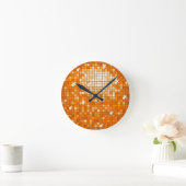 Disco Tiles Orange wall clock Runde Wanduhr (Zuhause)