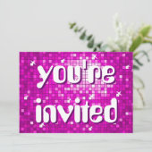 Disco Tiles Pink - Amelia-Text Einladung (Stehend Vorderseite)