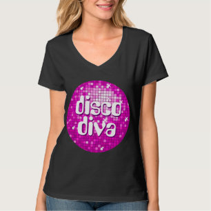 Disco Tiles Pink "disco diva" v-neck T - Shirt