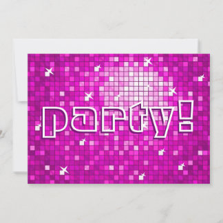 Disco Tiles Pink Einladung "Party!"