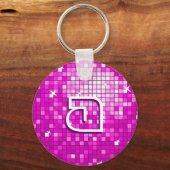 Disco Tiles Pink Schlüsselanhänger "monogram" rund (Vorderseite)