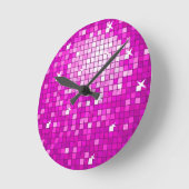 Disco Tiles Pink wall clock Runde Wanduhr (Winkel)