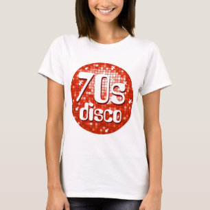Disco Tiles Red '70er Disco' Spaghetti oben weiß T-Shirt