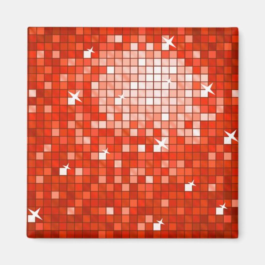 Disco Tiles Red Kühlschrankmagnet Square (Vorne)