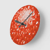Disco Tiles Red print wall clock Runde Wanduhr (Winkel)