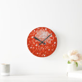 Disco Tiles Red print wall clock Runde Wanduhr (Zuhause)