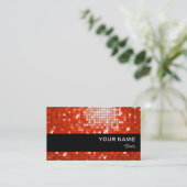 Disco Tiles Red Visitenkarte schwarzer Streifen (Stehend Vorderseite)