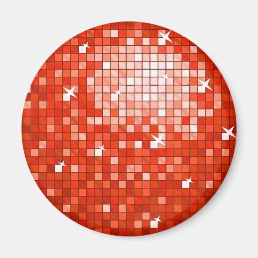 Disco Tiles Roter Kühlschrankmagnet rund (Vorne)