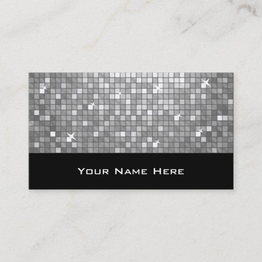 Disco Tiles "Silver" Visitenkarte schwarz (Vorderseite)