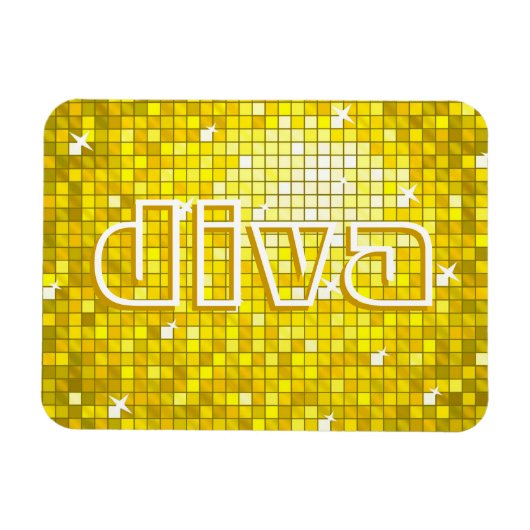 Disco Tiles Yellow 'diva' Premium Magnet (Horizontal)