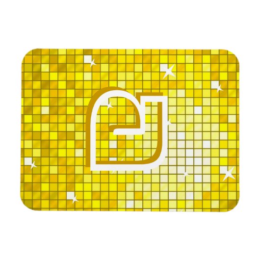 Disco Tiles Yellow Monogram Premium Magnet (Horizontal)