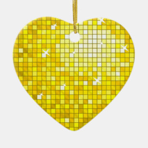 Disco Tiles Yellow Ornament heart