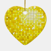 Disco Tiles Yellow Ornament heart (Hinten)