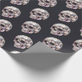 Disco-Totenkopf-Schwarzes Geschenk Geschenkpapier (Ecke)