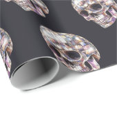 Disco-Totenkopf-Schwarzes Geschenk Geschenkpapier (Rolleneckpunkt)