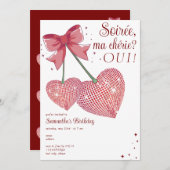 Disco Trendy Coquette Cherry Sweet Birthday Party Einladung (Vorne/Hinten)