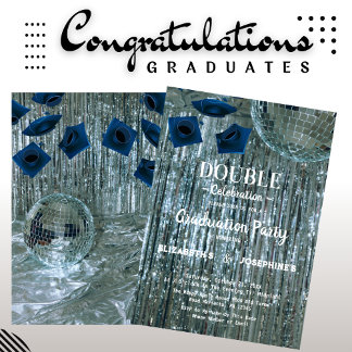 Disco Two Graduates Double Graduation Party 2025 Einladung
