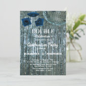 Disco Two Graduates Double Graduation Party 2025 Einladung (Stehend Vorderseite)